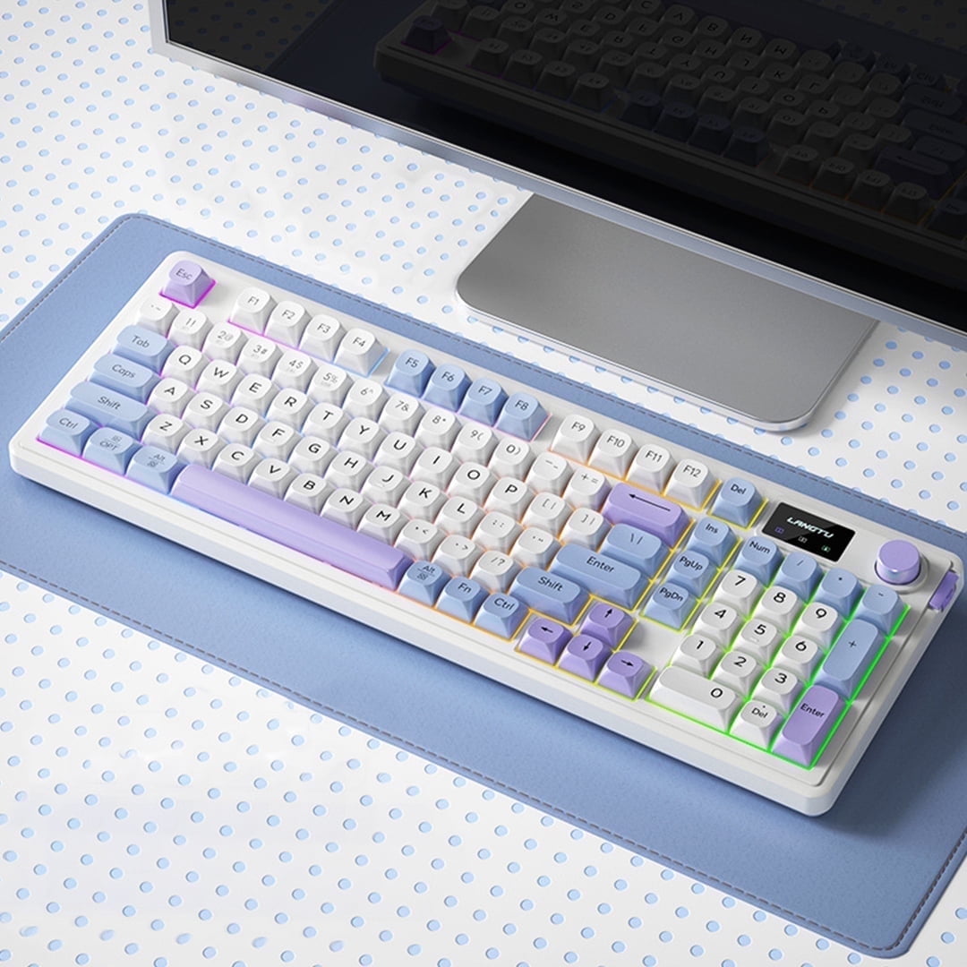 ITIGOITIE Tri - mode Bluetooth Wireless RGB Luminous Membrane Keyboard,Silent, Esports/Gaming/Office, Sea Salt Color