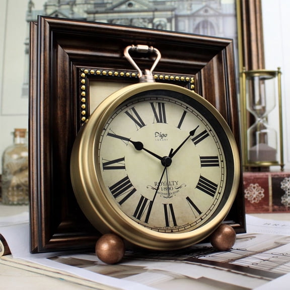 ITIGOITIE Vintage Silent Sweep Alarm Clock with Roman Numerals, Classic Analog Design, Metal Frame with HD Glass, Ideal for Bedrooms, Offices, and Living Rooms