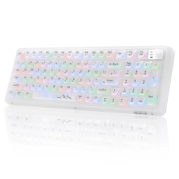ITIGOITIE Transparent Tri-Mode Wireless Mechanical Keyboard, RGB Hot-Swappable, 5000mAh USB-C, PBT Keycaps, for Windows/Mac