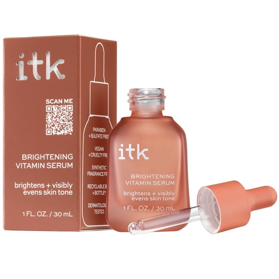 ITK Daily Vitamin C & Shea Butter Skin Care Routine | Brightening Caffeine Eye Cream Serum + Deep Moisture Rich Hyaluronic Acid Face Moisturizer + Broad Spectrum SPF 30 Sunscreen Makeup Setting Spray