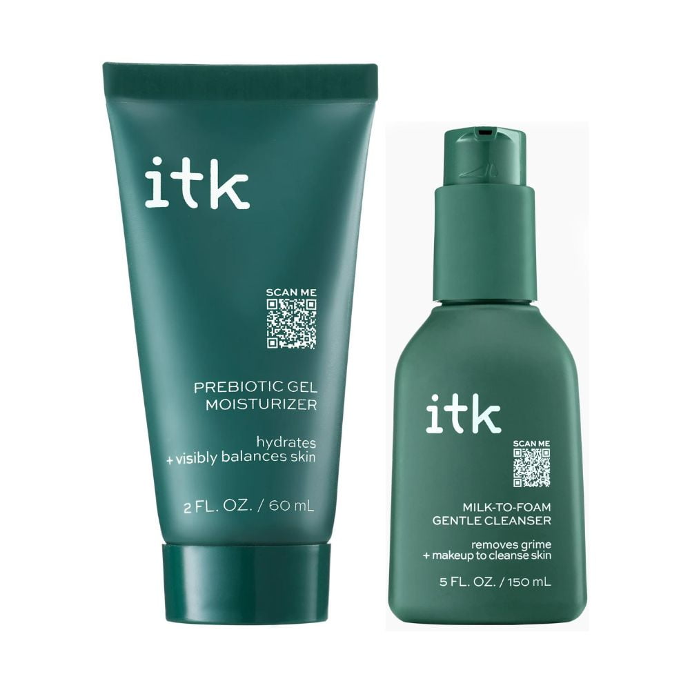itk Milk-to-Foam Gentle Cleanser, 5 oz, Prebiotic Gel Moisturizer