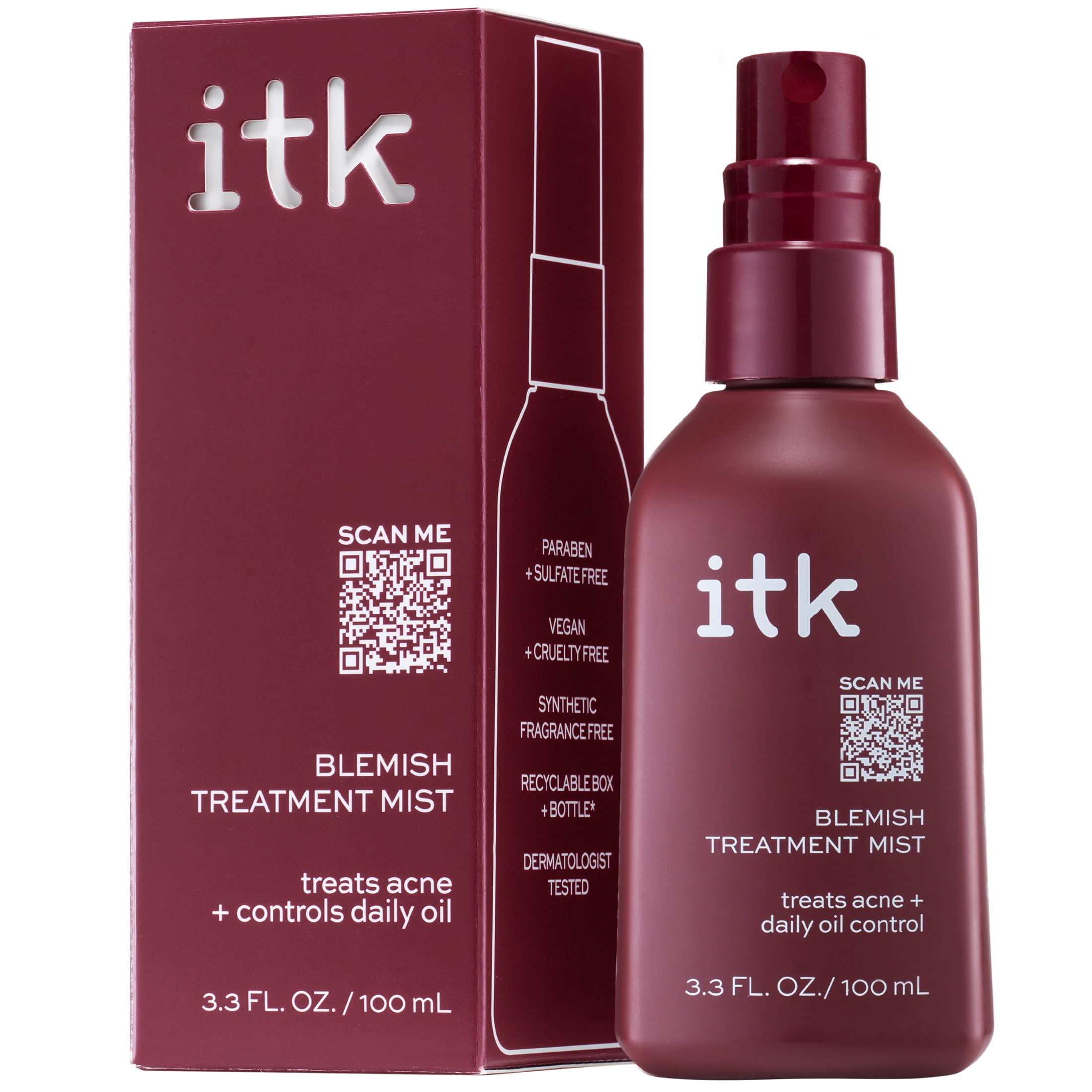 ITK Skincare Blemish Mist Acne Treatment With 2% Salicylic Acid for All Skin Types, 3.3 oz