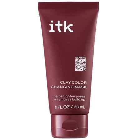 ITK Skincare Clay Color Changing Mask, pore minimizing wash off mask with Glycerin, for All Skin Types, 2 oz