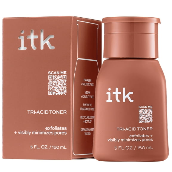 ITK Skincare Tri-Acid Toner Face Exfoliator + Dark Spot Corrector with 3.5% Lactic Acid, 5 oz