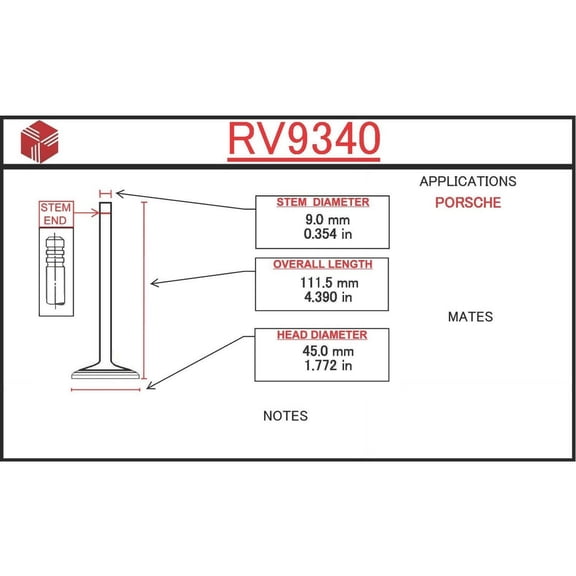 ITM Engine Components RV9340 Engine Intake Valve For 83-88 Porsche 924 928 944