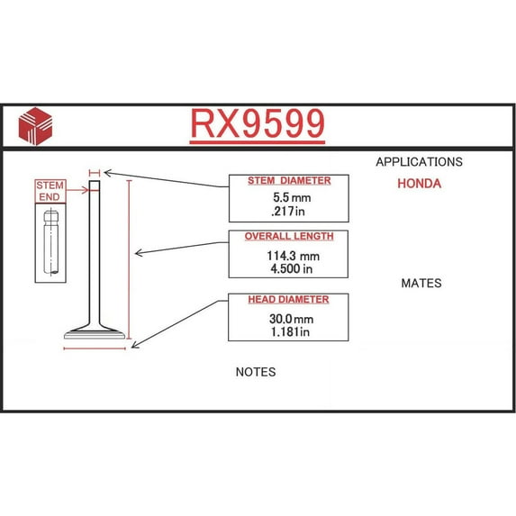 ITM Engine Components RX9599 Engine Exhaust Valve