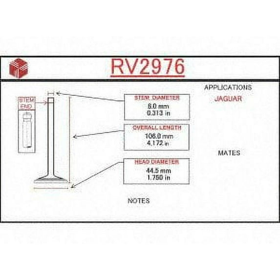 ITM Engine Components Rv2976 Intake Valve
