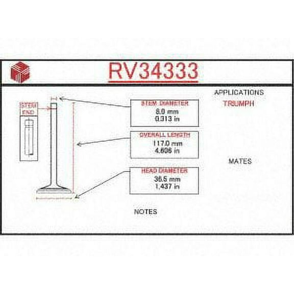 ITM Engine Components Rv34333 Intake Valve