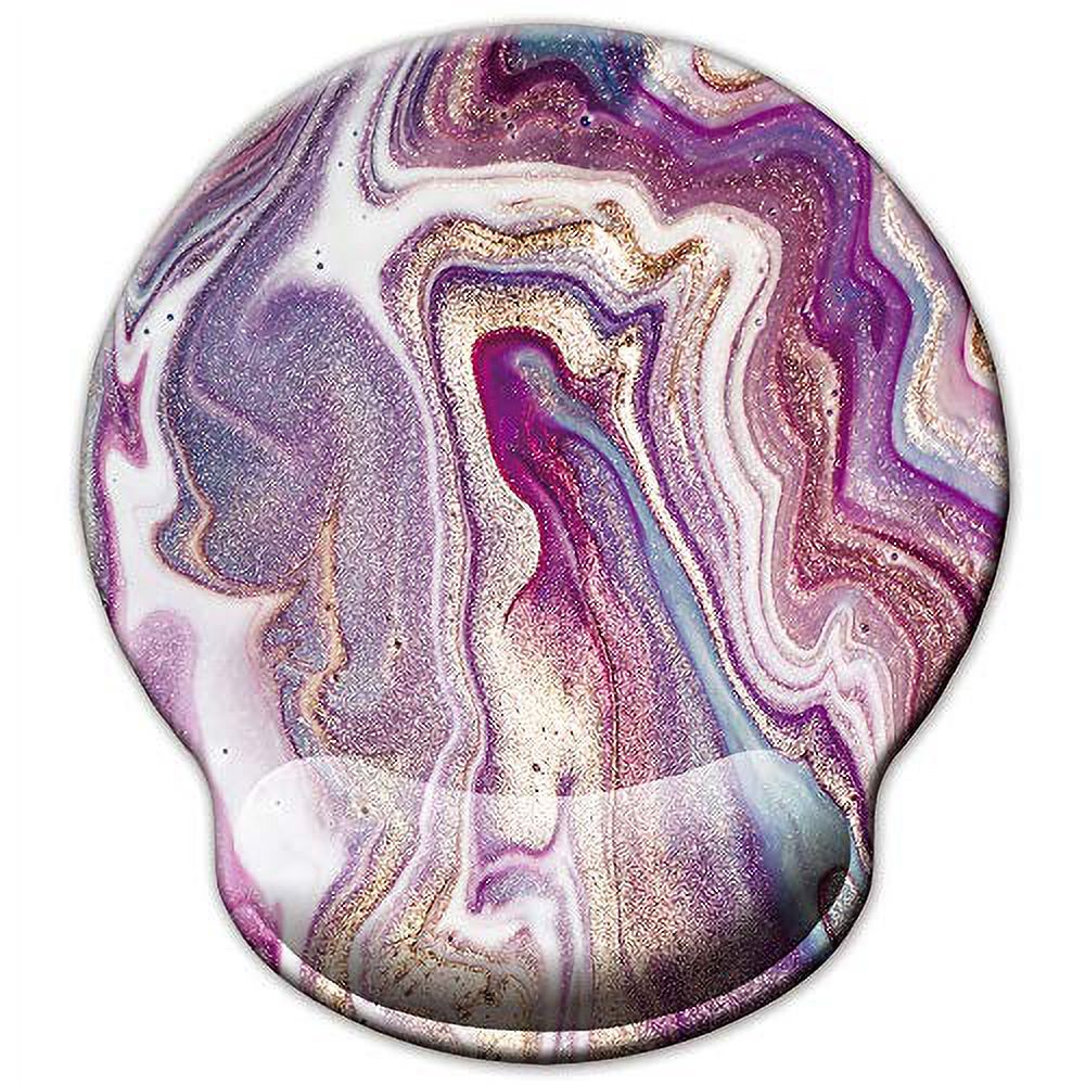 ITNRSIIET [30% Larger] Mouse Pad, Ergonomic Mouse Pad with Gel Wrist Rest Support, Gaming Mouse Pad with Lycra Cloth, Non-Slip PU Base for Computer Laptop Home Office, Purple Modern Marbling Art - image 1 of 7