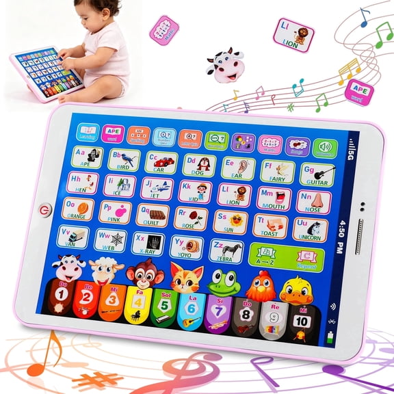 ITOMTE Kids Learning Tablet for Toddlers, Interactive Pad with ABC/Words/Numbers/Music, Early Educational Preschoolers Toys for Boys & Girls Age 1-7