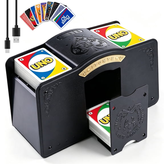 ITOMTE Automatic Card Shuffler, Rechargeable 4 Decks Electric Home Party Card Game Shuffling Machine for Poker, UNO, Skip-Bo, Bridge, Texas & Phase 10