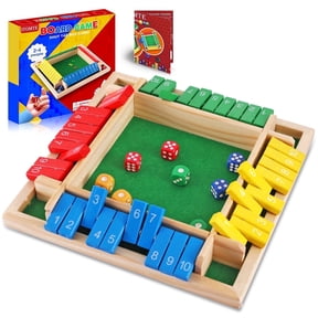 ITOMTE Shut The Box Game, Wooden 4 Player Math Dice Board Game for Adults & Kids, Family Night Fun, Classic Tabletop Strategy Game for Parties & Travel