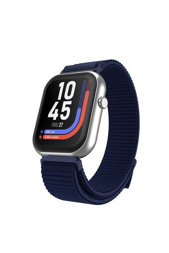 AIR 5 Smartwatch – 1.85” AMOLED Display, Bluetooth Calling, 100+ Sport Modes, Heart Rate, SpO₂, Stress & Sleep Monitoring, IP68 Waterproof, for Android & iPhone - Nylon Sport Strap for Adults