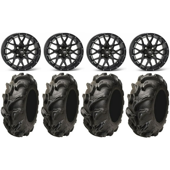 ITP Hurricane 12" Wheels Black 27" Mega Mayhem Tires Honda Rincon Yamaha Rhino Kawasaki Brute Force Suzuki KingQuad