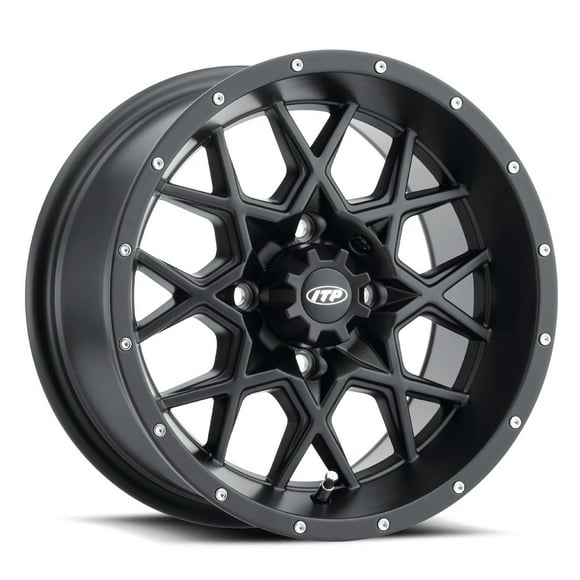 ITP Hurricane 12x7 Golf Wheel - Machined / Black (4x4) - 2+5