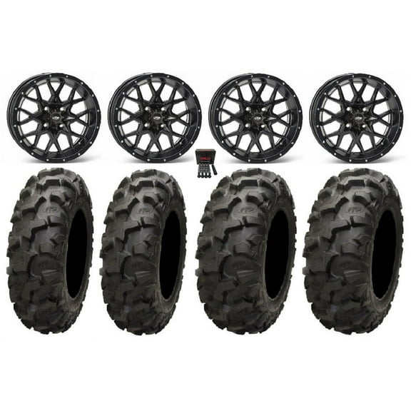 ITP Hurricane 14" Wheels Black 27" Blackwater Tires Honda Foreman Rancher SRA
