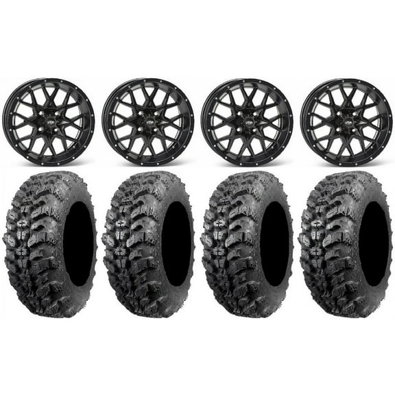 ITP Hurricane 14" Wheels Black 27" Sniper 920 Tires Can-Am Commander Maverick Renegade Outlander Defender