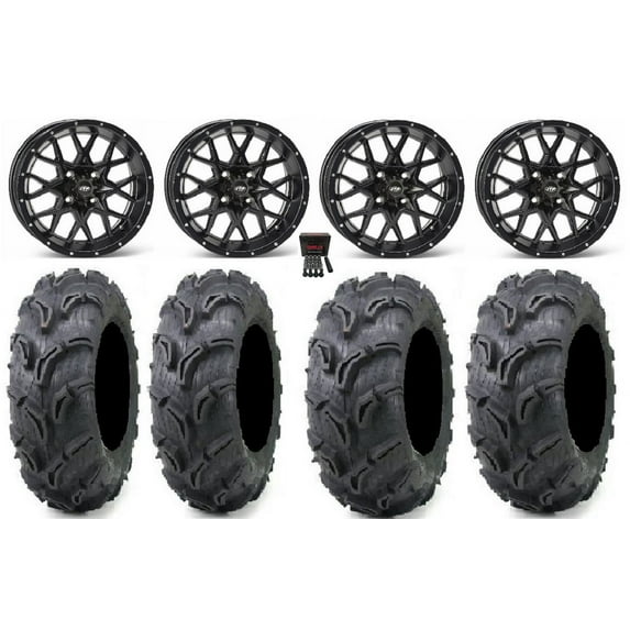 ITP Hurricane 14" Wheels Black 27" Zilla Tires Honda Rincon Yamaha Rhino Kawasaki Brute Force Suzuki KingQuad