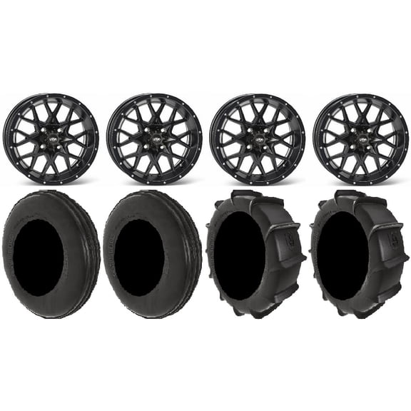 ITP Hurricane 14" Wheels Black 28" Dune Tires Can-Am Commander Maverick Renegade Outlander Defender