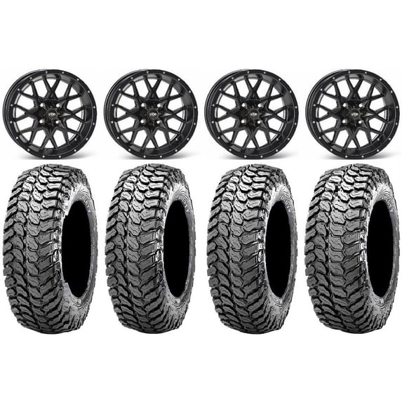 ITP Hurricane 14" Wheels Black 28" Liberty Tires Can-Am Maverick X3 / Honda Pioneer 1000 / Talon