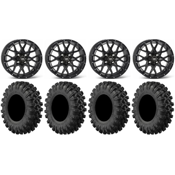 ITP Hurricane 14" Wheels Black 28" MotoRavage XL Tires Honda Pioneer