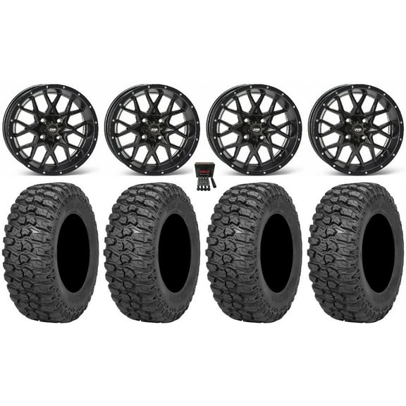 ITP Hurricane 14" Wheels Black 28" Trail Saw 2.0 Tires Yamaha Viking Wolverine YXZ1000R CFMoto ZForce 950 UForce 1000