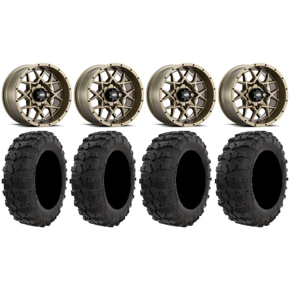 ITP Hurricane 14" Wheels Bronze 26" Dual Threat Tires Sportsman RZR Ranger