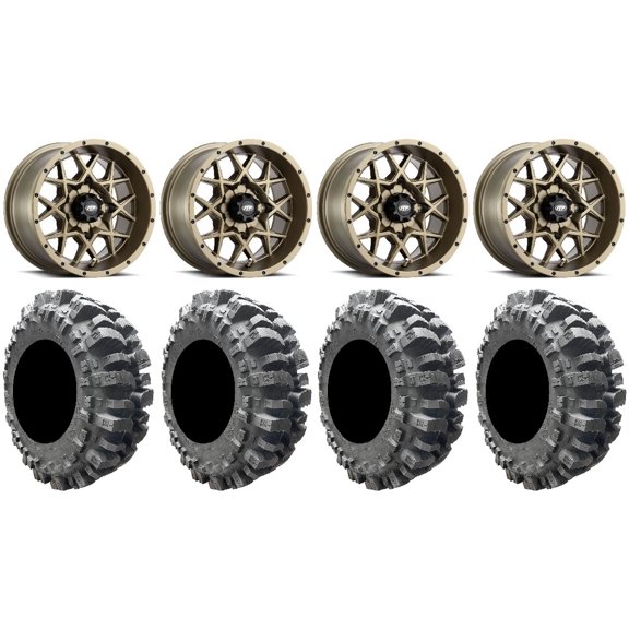 ITP Hurricane 14" Wheels Bronze 27" Bogger Tires Kawasaki Teryx Mule