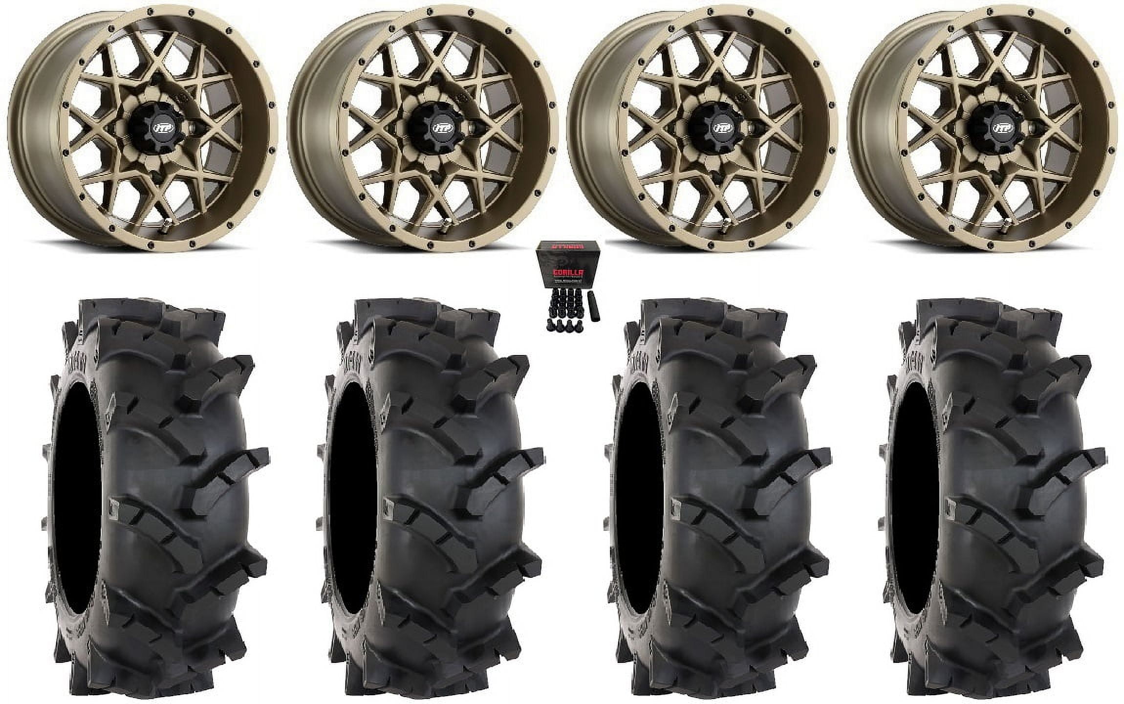 ITP Hurricane 14" Wheels Bronze 30" MT410 Tires CanAm Commander