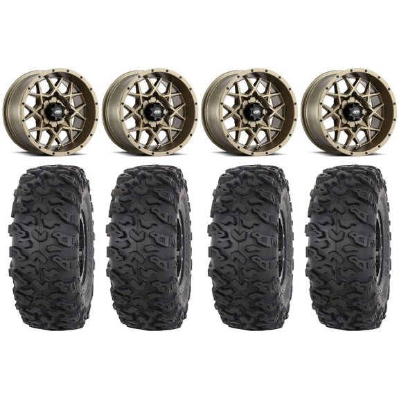 ITP Hurricane 14" Wheels Bronze 32" Roctane T4 Tires Kawasaki Mule Pro FXT