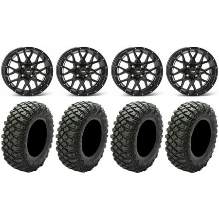 ITP Hurricane 15" Wheels Black 33" Crawler XR Tires Kawasaki Mule Pro FXT