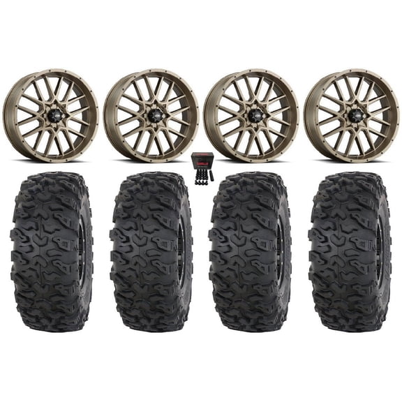ITP Hurricane 18" Wheels Bronze 37" Roctane T4 Tires Kawasaki Mule Pro FXT