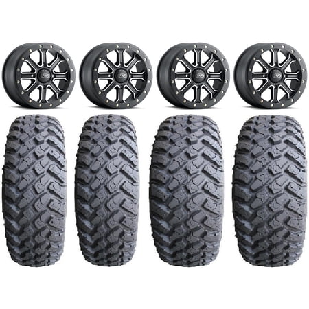 ITP Inertia Bdlk 14" Wheels Bk +40mm 27" MotoHammer Tires Sportsman 550 850 1000