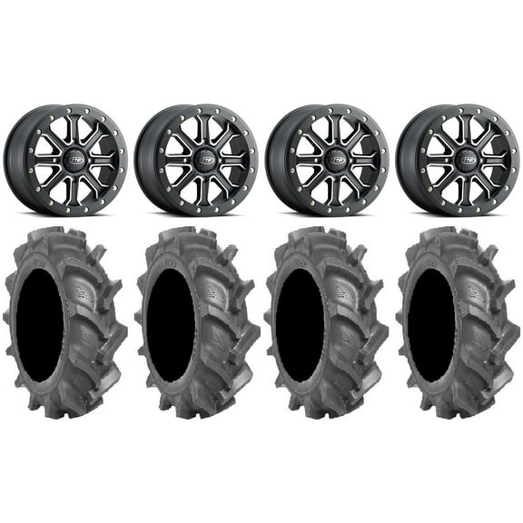ITP Inertia Bdlk 14" Wheels Bk +40mm 28" BKT AT 171 Tires Sportsman RZR Ranger