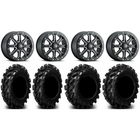 ITP Inertia Bdlk 14" Wheels Bk +40mm 29.5" Swamp Lite Tires Sportsman RZR Ranger