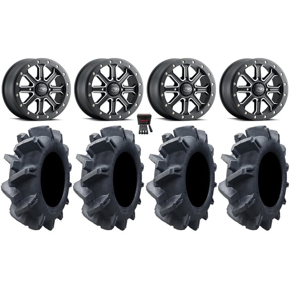 ITP Inertia Bdlk 14" Wheels Bk +40mm 30" Interforce II Tires KawasakiMuleProFXT