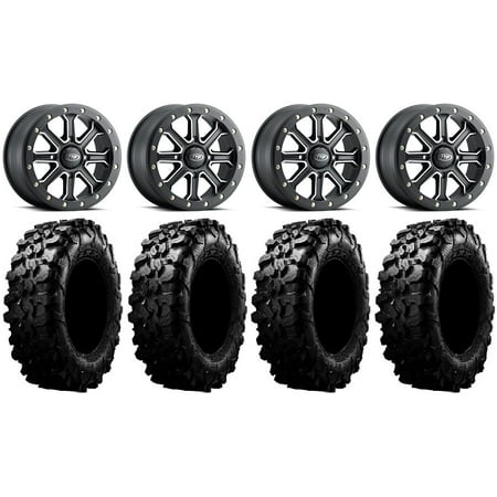 ITP Inertia Bdlk 15" Wheels Bk +40mm 29" Carnivore Tires Sportsman RZR Ranger