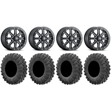ITP Inertia Bdlk 15" Wheels Bk +40mm 32" MotoRavage Tires Sportsman RZR Ranger