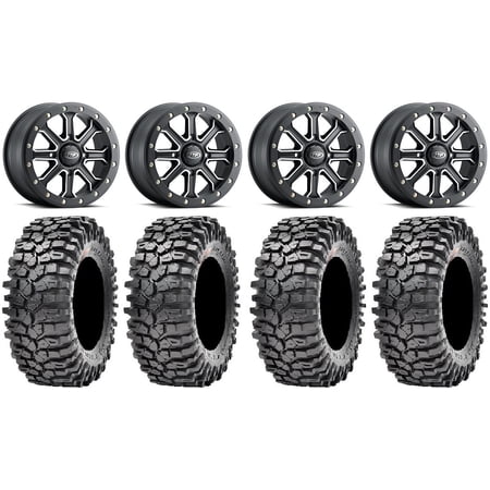 ITP Inertia Bdlk 15" Wheels Bk +40mm 32" Roxxzilla Tires Sportsman RZR Ranger