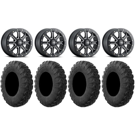 ITP Inertia Bdlk 15" Wheels Bk +40mm 33" MotoVator R/T Tires SportsmanRZRRanger