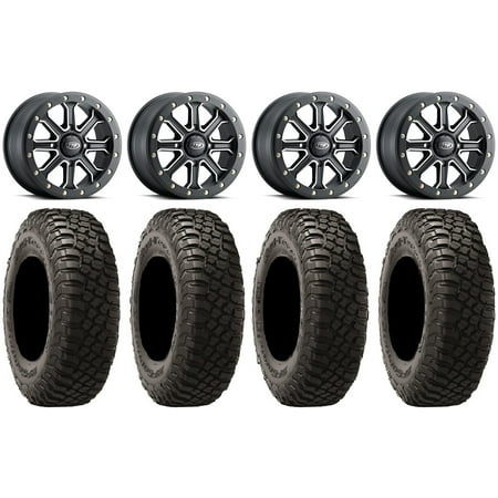 ITP Inertia Beadlock 14" Wheels Bk +40mm 32" BFG KM3 Tires Sportsman RZR Ranger