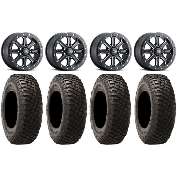 ITP Inertia Beadlock 15" Wheels Bk +40mm 32" BFG KM3 Tires Sportsman RZR Ranger