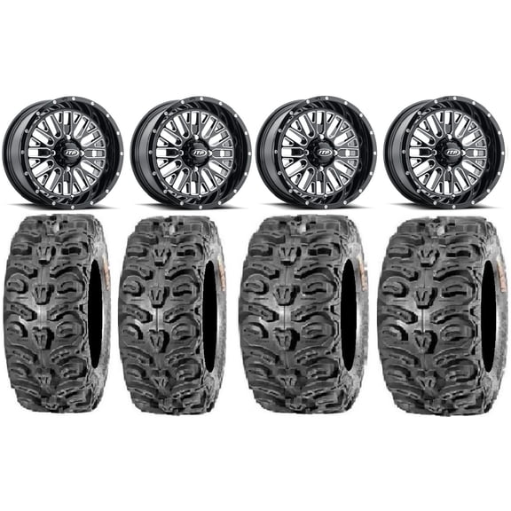 ITP Momentum 14" Wheels Milled 28" Bear Claw HTR Tires Honda Pioneer
