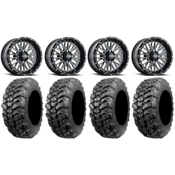 ITP Momentum 14" Wheels Milled 28" Sniper 920 Tires Can-Am Commander Maverick Renegade Outlander Defender