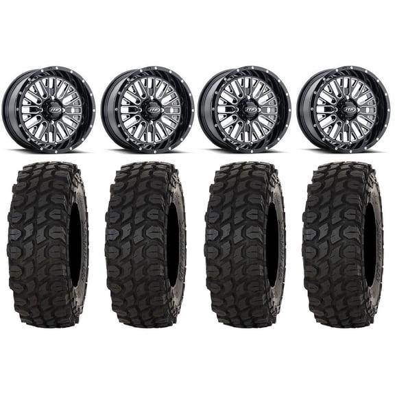 ITP Momentum 14" Wheels Milled 28" XComp ATR Tires Yamaha Viking Wolverine YXZ1000R CFMoto ZForce 950 UForce 1000