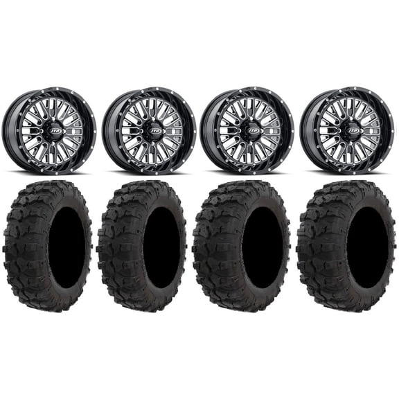 ITP Momentum 14" Wheels Milled 29" Dual Threat Tires Can-Am Commander Maverick Renegade Outlander Defender