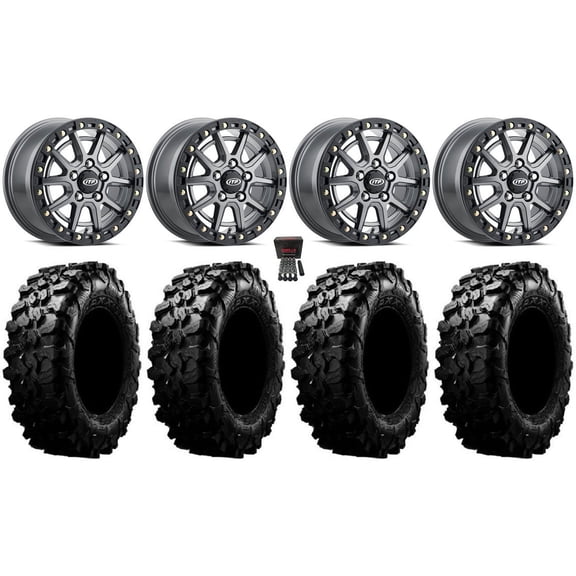 ITP SD10 Beadlock 15" Wheels Grey 32" Carnivore Tires Polaris RZR Turbo R & Pro R Ranger 1500 Xpedition