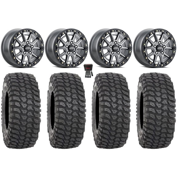 ITP SD10 Beadlock 15" Wheels Grey 33" XCR350 Tires Polaris RZR Turbo R & Pro R Ranger 1500 Xpedition