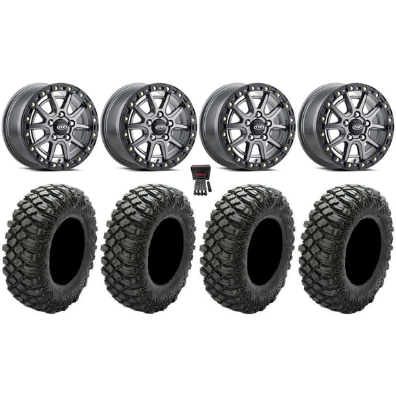 ITP SD10 Beadlock 15" Wheels Grey 35" Crawler XG Tires Polaris RZR Turbo R & Pro R Ranger 1500 Xpedition