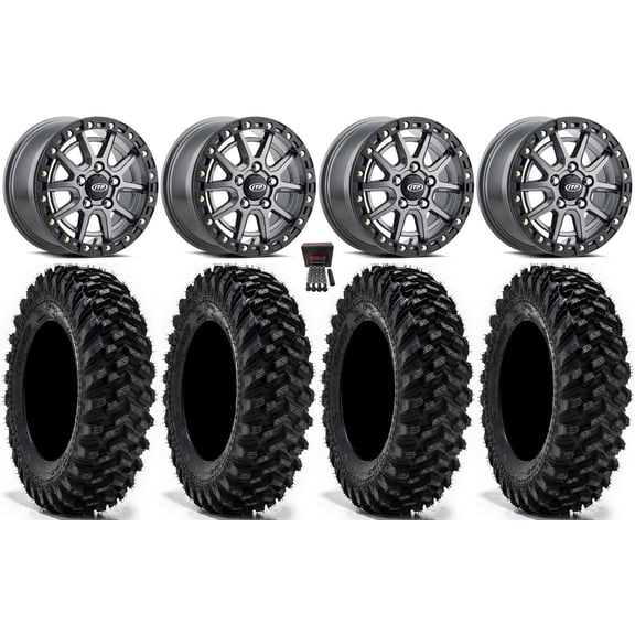 ITP SD10 Beadlock 15" Wheels Grey 35" Warrior XT Tires Polaris RZR Turbo R & Pro R Ranger 1500 Xpedition